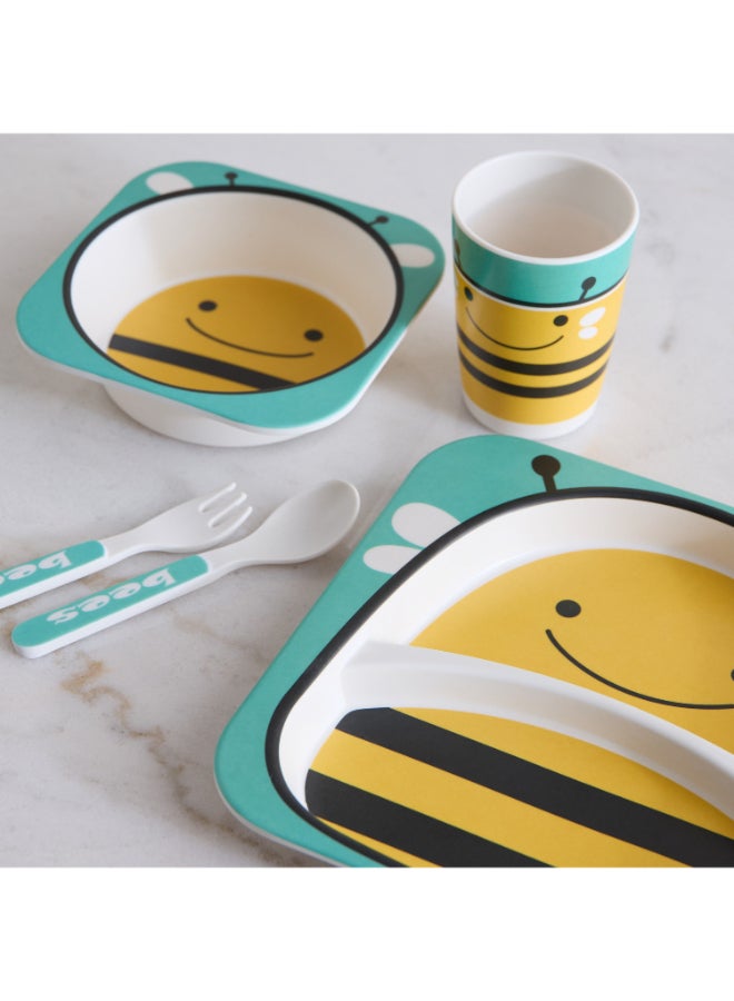 Home Box Bee 5-Piece Bamboo Dinner Set for Kids - Image 4